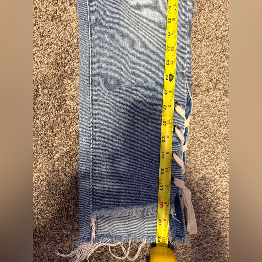 Hidden Lace Up Denim Straight Leg Jeans Size 26 - Picture 13 of 16